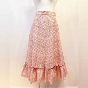 Tailor-Made Pink 100% Cotton Eyelet Lace Skirt